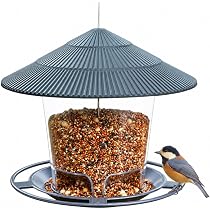 Amazon | バードフィーダー 野鳥用 餌台 屋根付き 自動給餌 約1kg 大